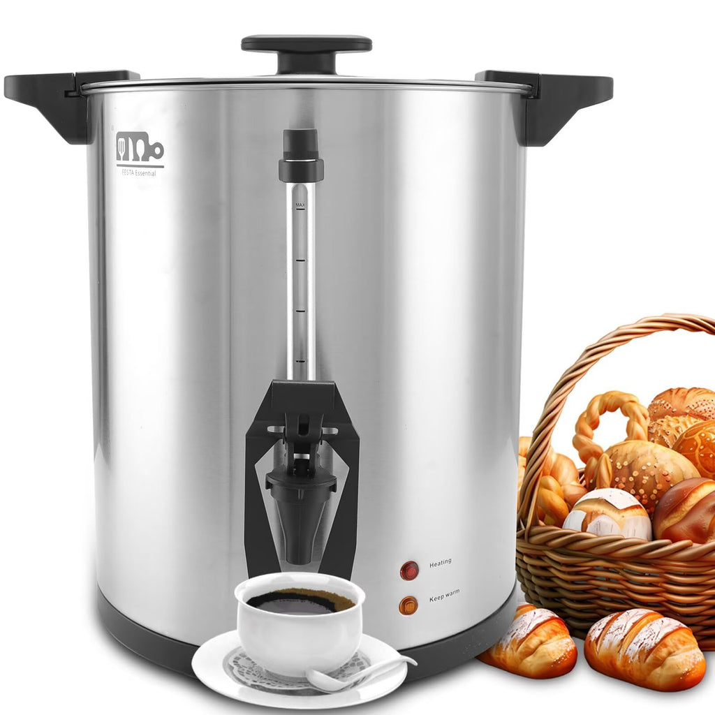 45 Cup 8L Commercial Coffee Urn 950W Hot Beverage Dispenser with Double Faucet I374511