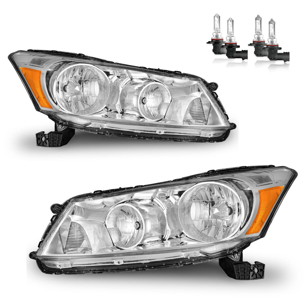 Headlights Assembly for 2008-2012 Honda Accord 4Dr Chrome Housing G879