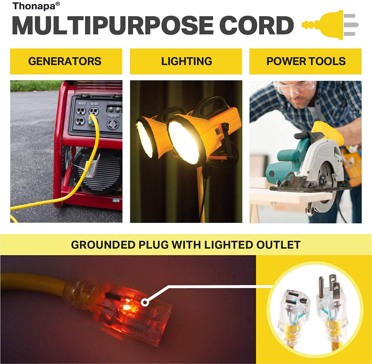 12 Gauge 6 Ft Heavy Duty Outdoor Extension Cord J8648