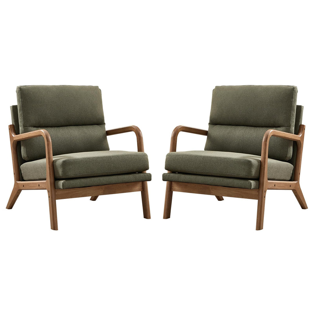 Mid Century Accent Chair Set of 2 Green P786577