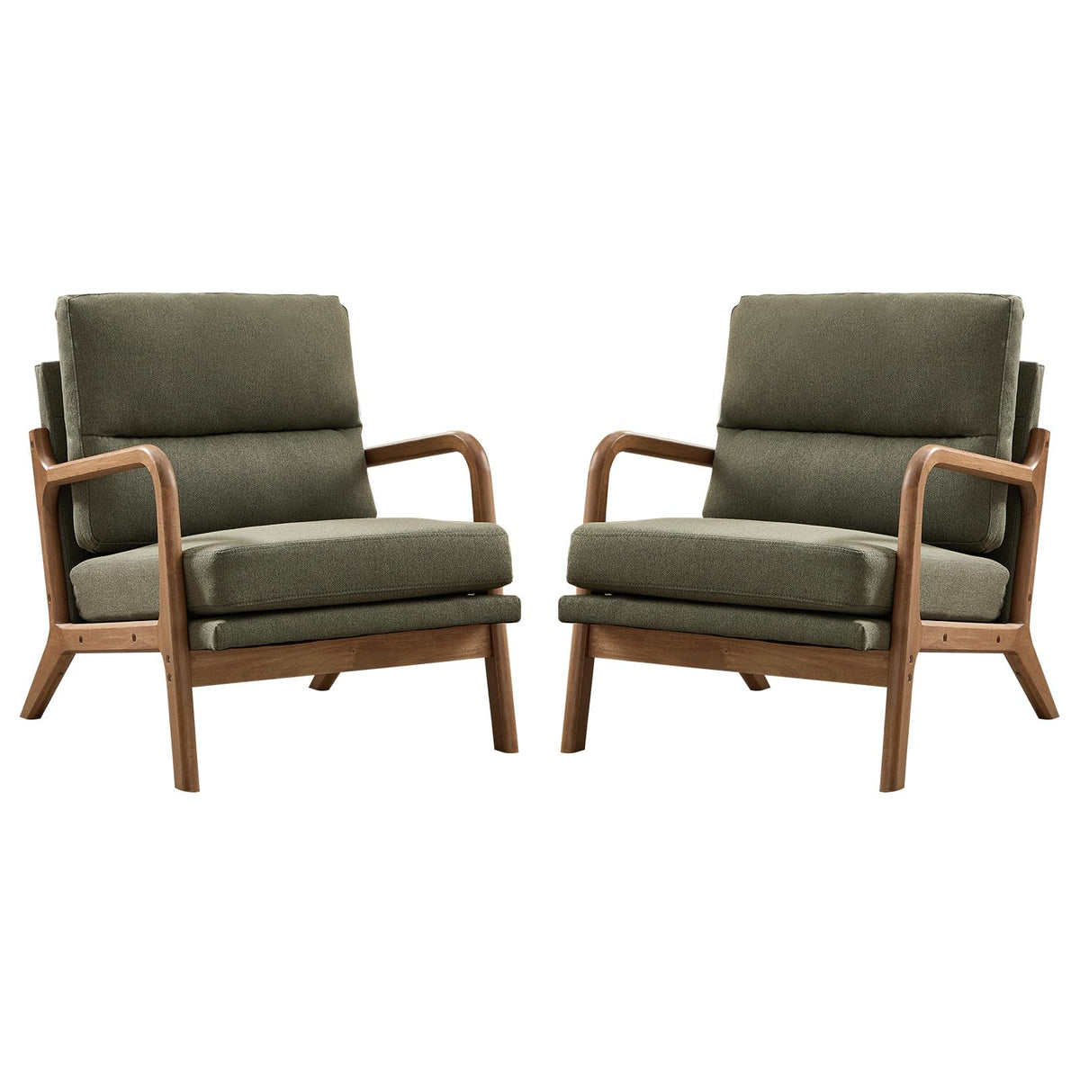 Mid Century Accent Chair Set of 2 Green P786577