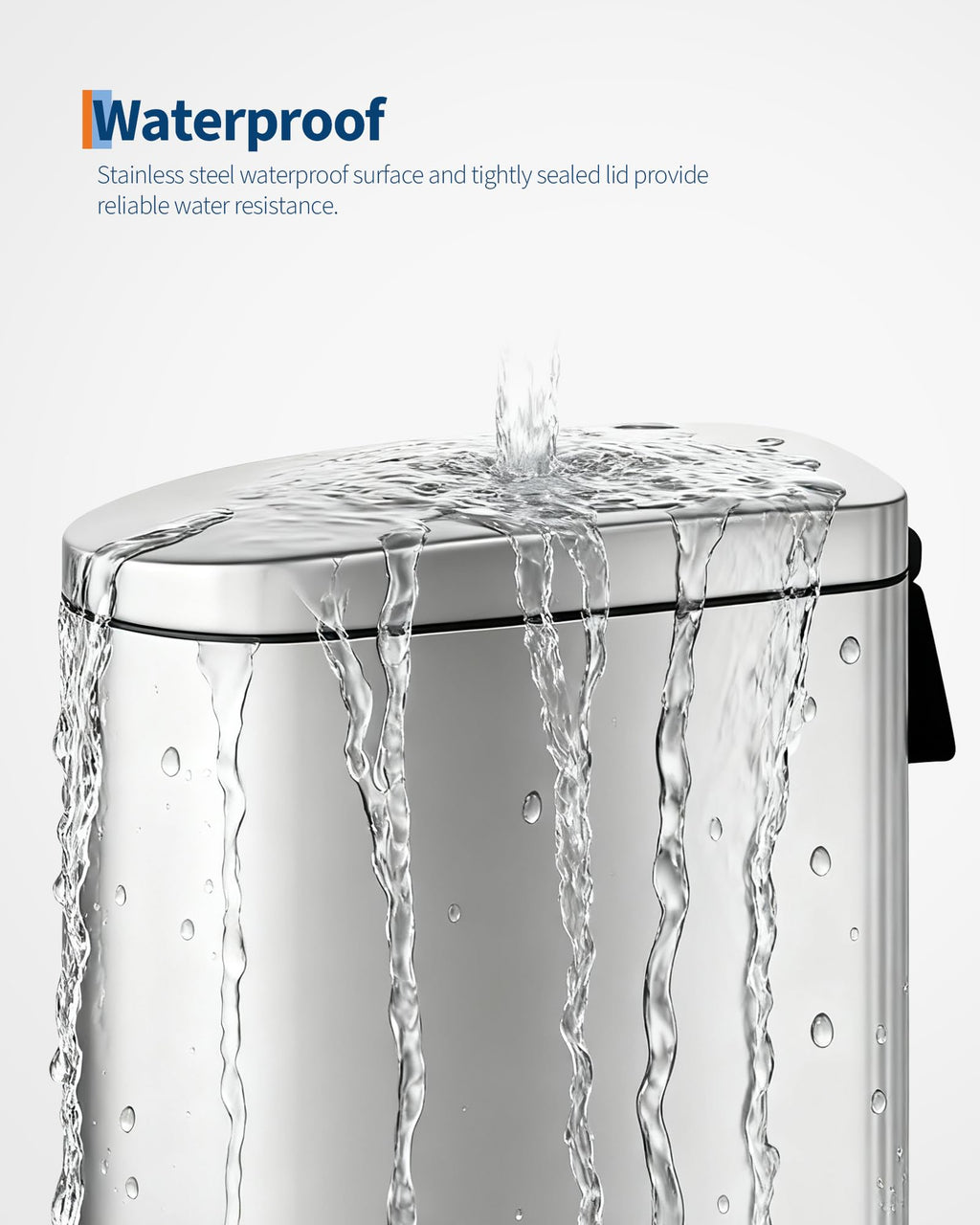 50 L Stainless Steel Kitchen Trash Can with Lid A3960