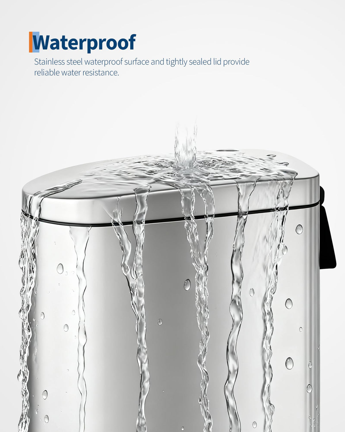 50 L Stainless Steel Kitchen Trash Can with Lid A3960