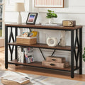 Brown 47 Inch Sofa Console Table with 3 Tier Bookshelf G80464