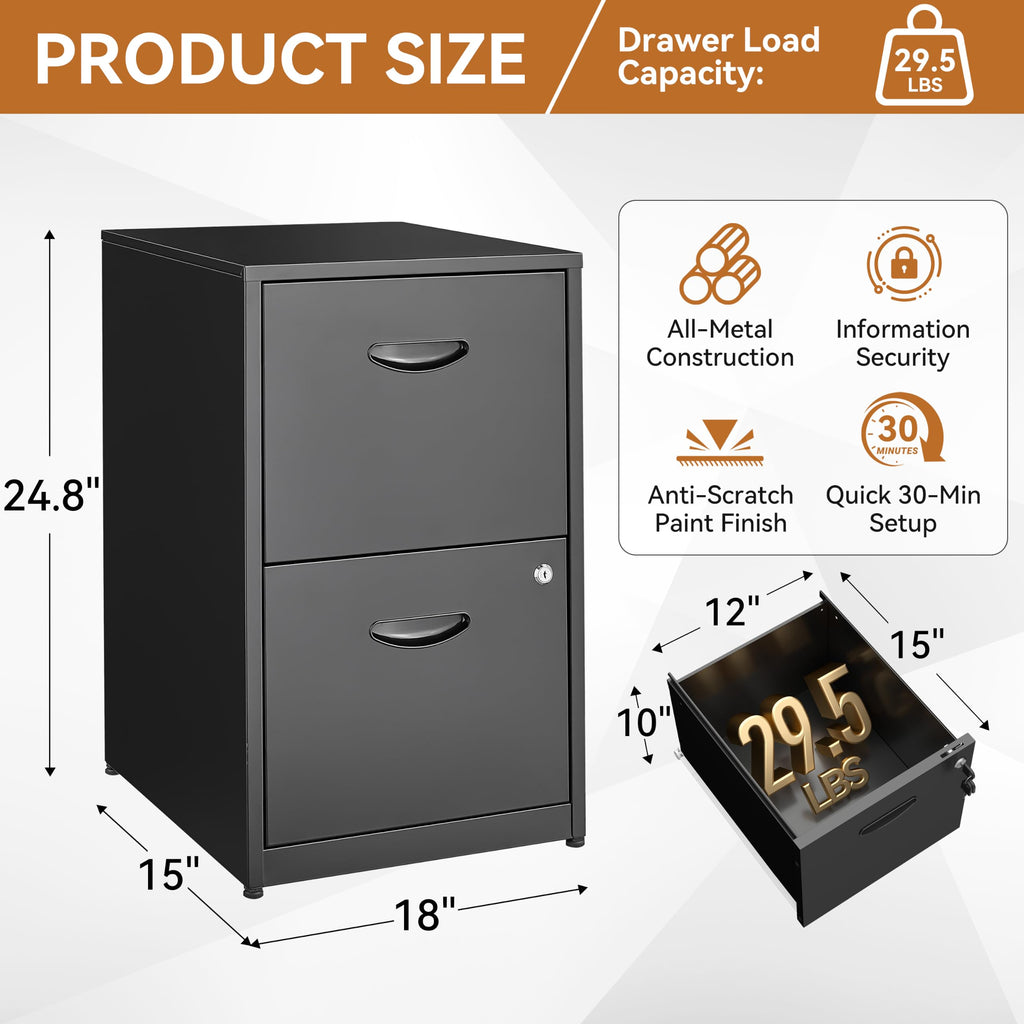 2 Drawer Metal File Cabinet with Lock I875552