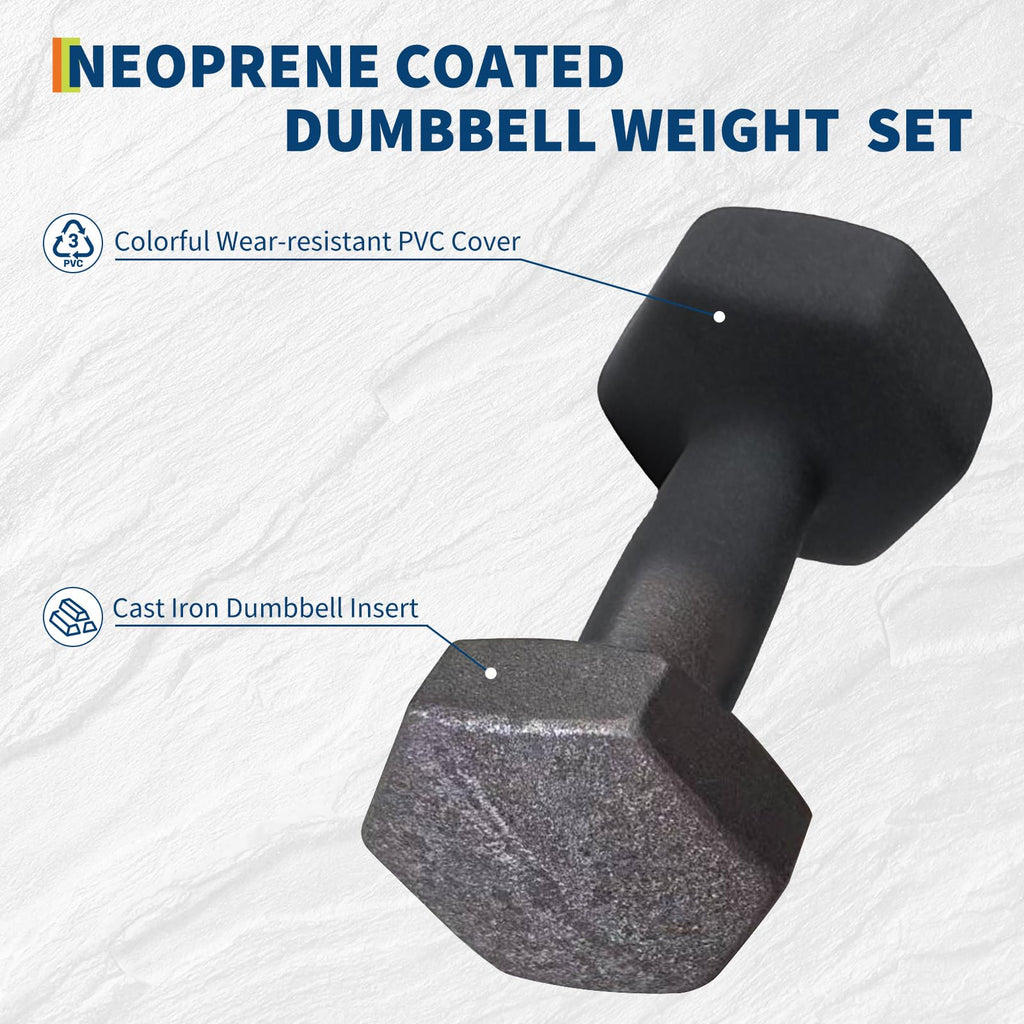 PVC Coated Hexagon Dumbbells Set H51187