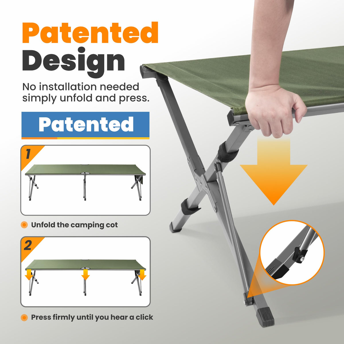 Oversized Folding Camping Cot with Storage Bag I7123