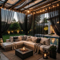 Black Mesh Mosquito Netting Curtains, 2 Panels M248