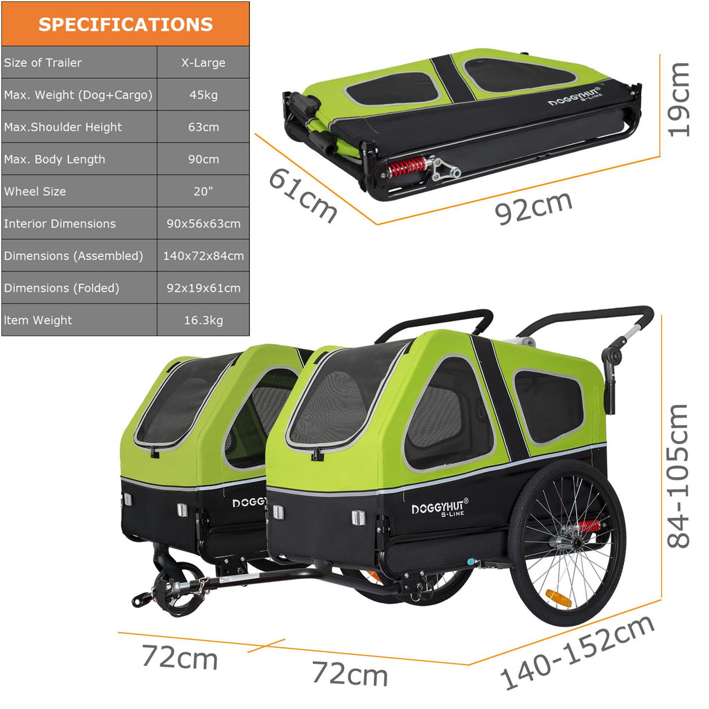 XL Pet Bike Trailer & Stroller with Suspension Wheels X82497