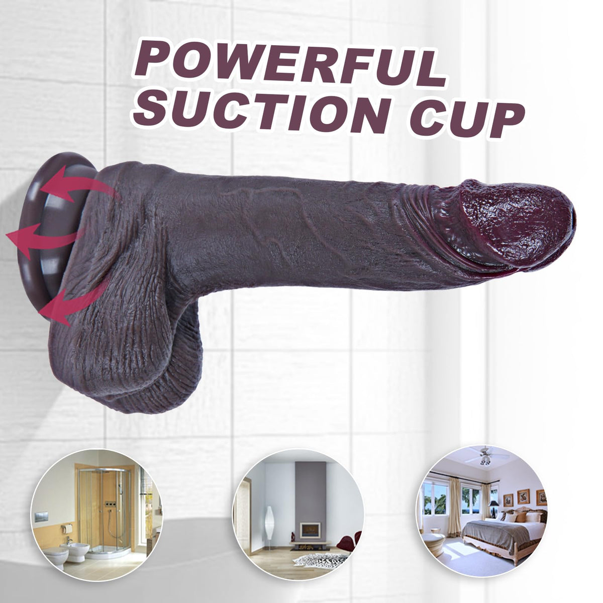 7.5" Black Silicone Dildo with Suction Cup L8741
