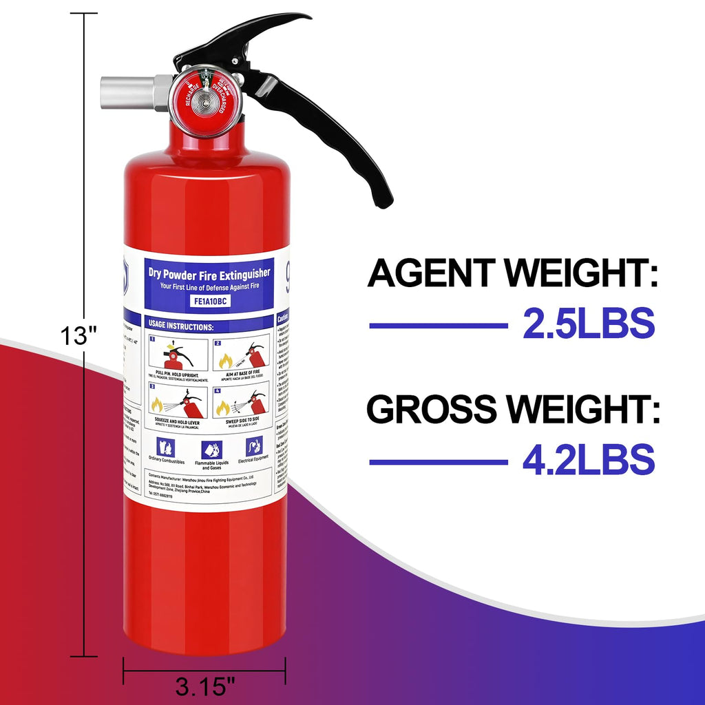2 Pack 2.5 lb ABC Dry Chemical Fire Extinguishers W1023