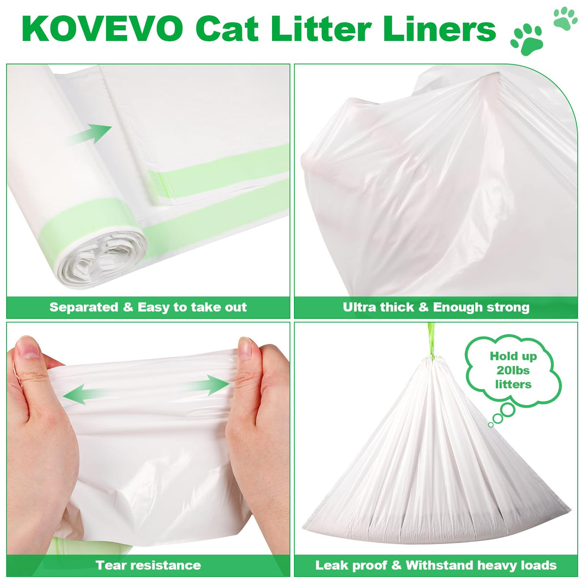 100 PCS Jumbo Cat Litter Box Liners 36"x19" Z106