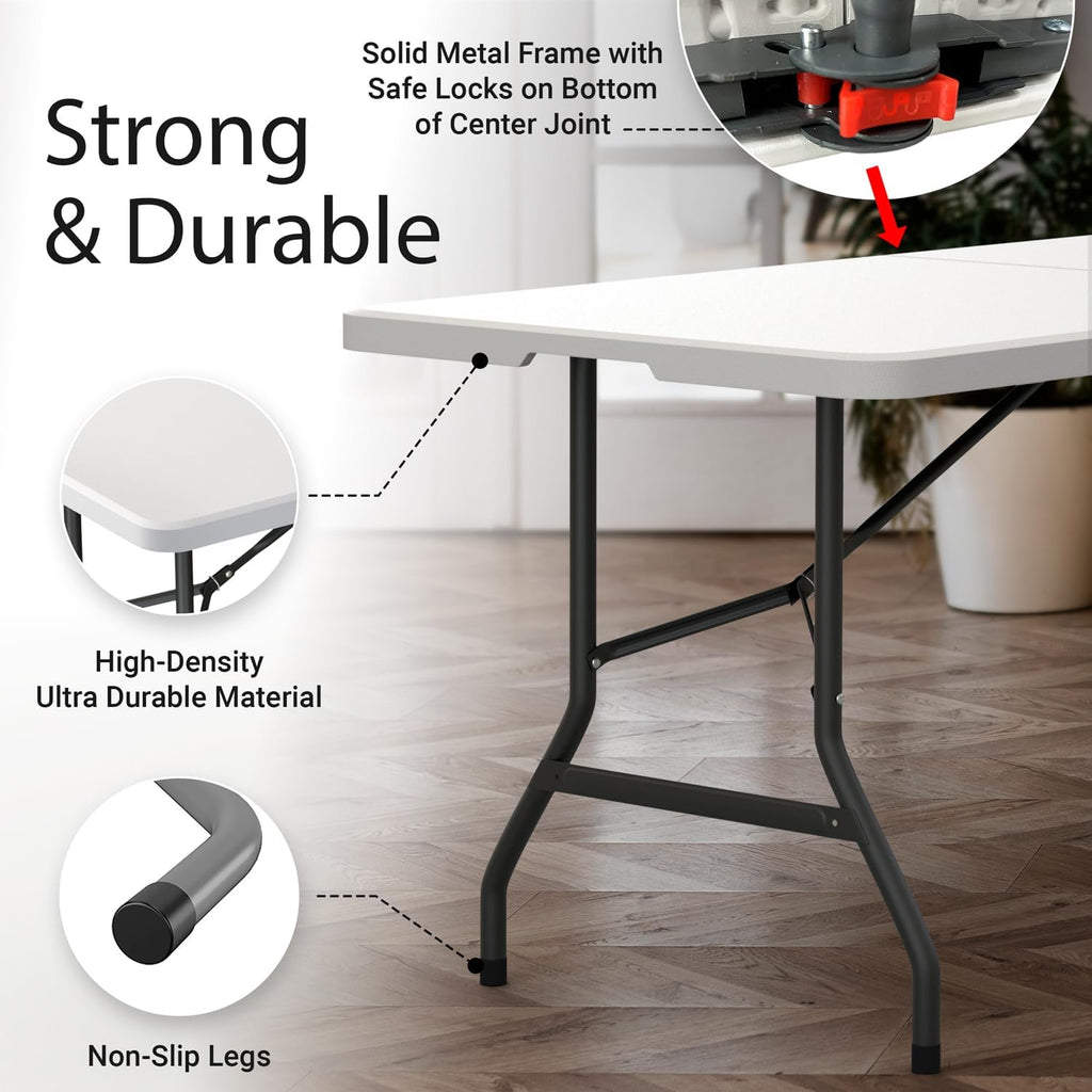 Foldable Table with Steel Legs White W373