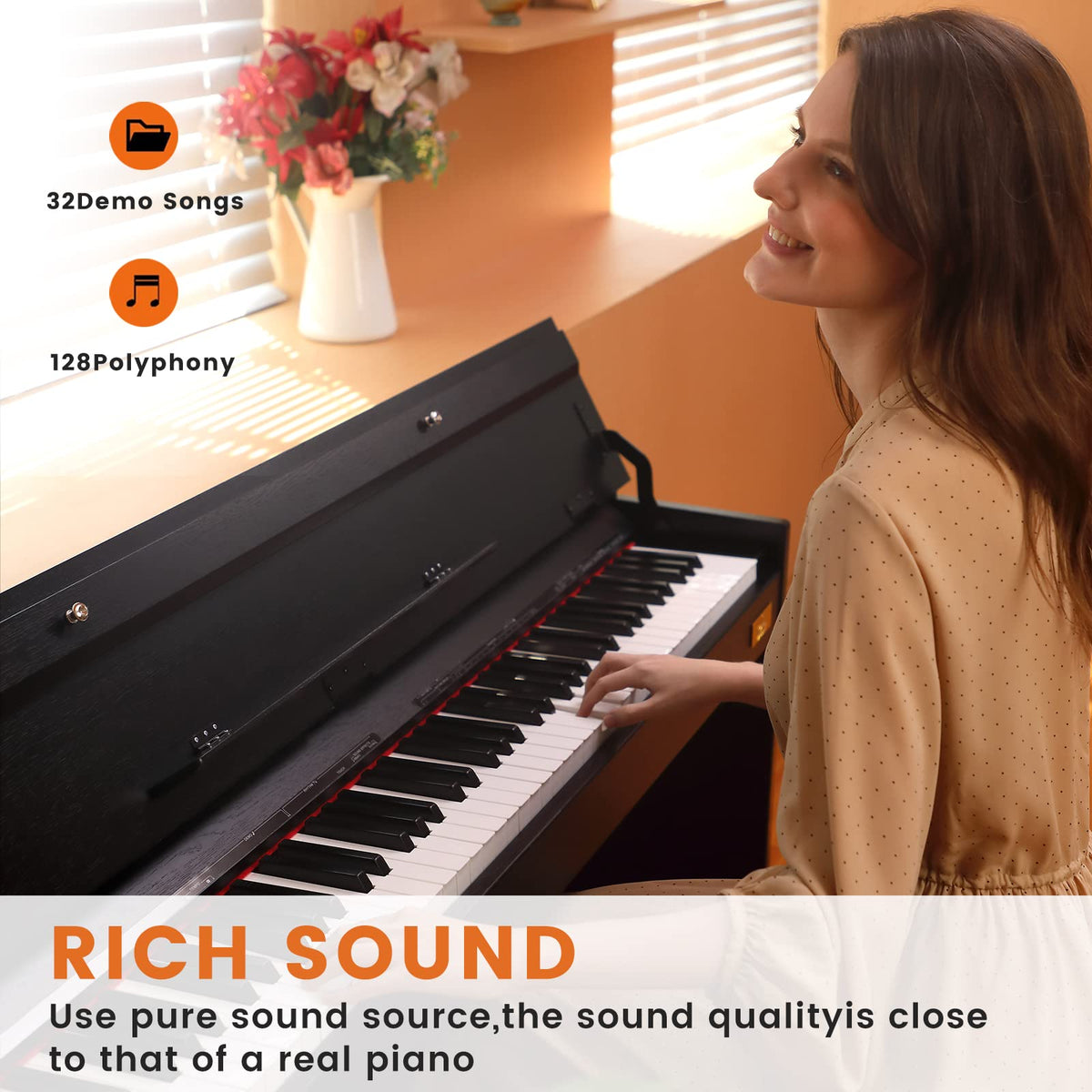 88-Key Weighted Piano with Stand, Pedals & Bench Q7401