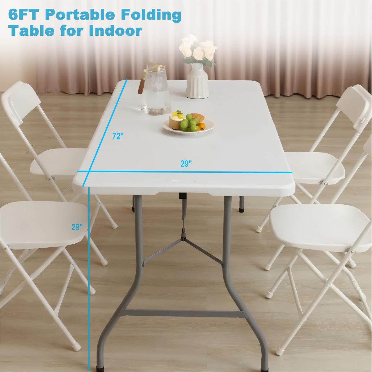 6FT White Portable Plastic Folding Table X7575