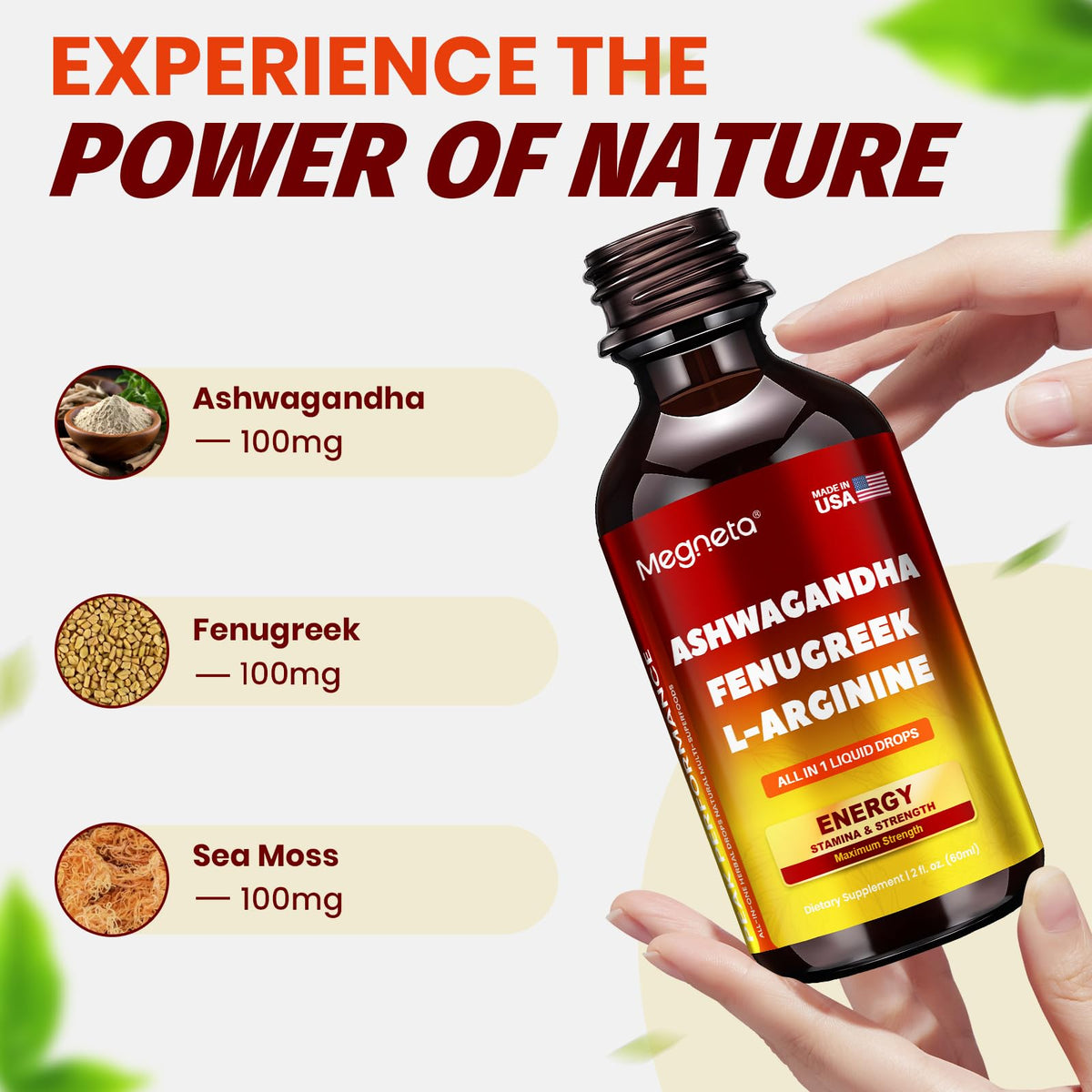 Ashwagandha Fenugreek L-Arginine Liquid Drops 2 fl oz X7961