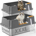 Extra Large Stainless Steel Litter Box with High Sides Q627474