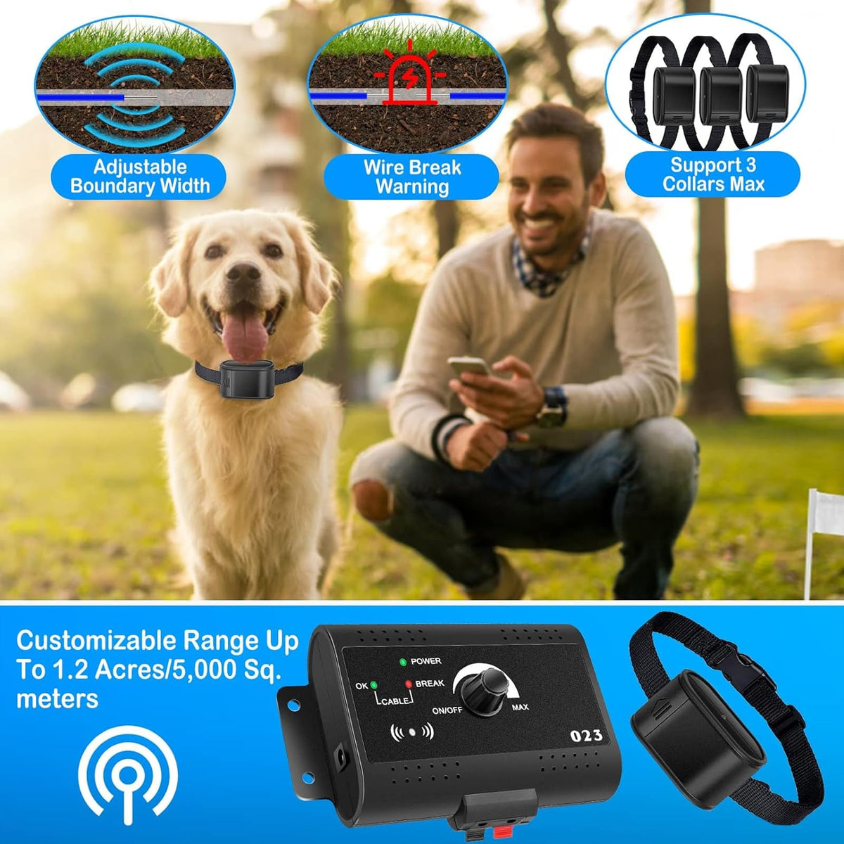 Electronic Dog Fence & Training Shock Collar, 1/2 Acre Waterproof O768965