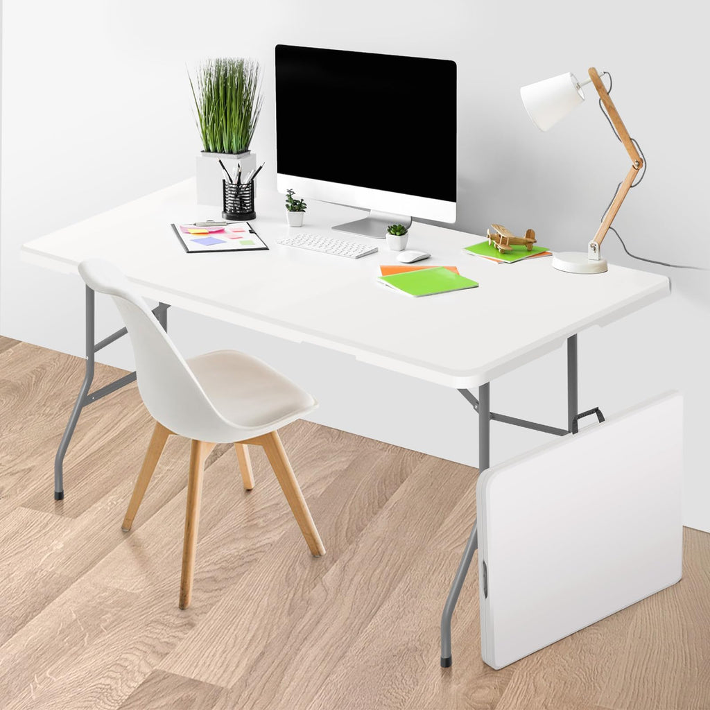 Foldable Table with Steel Legs White W373