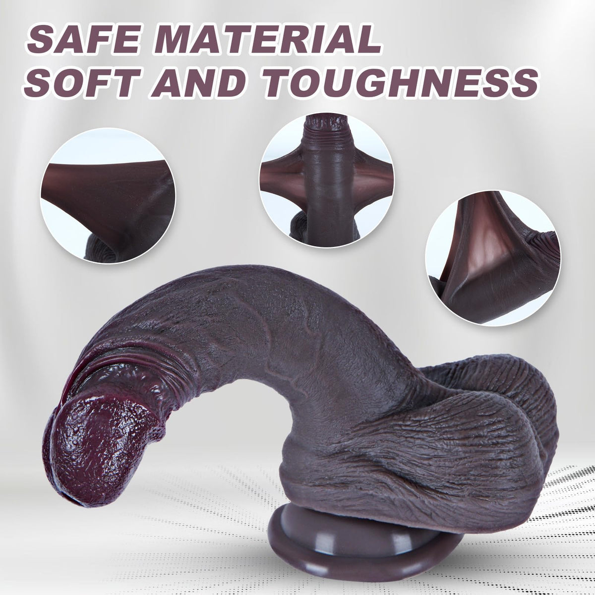 7.5" Black Silicone Dildo with Suction Cup L8741