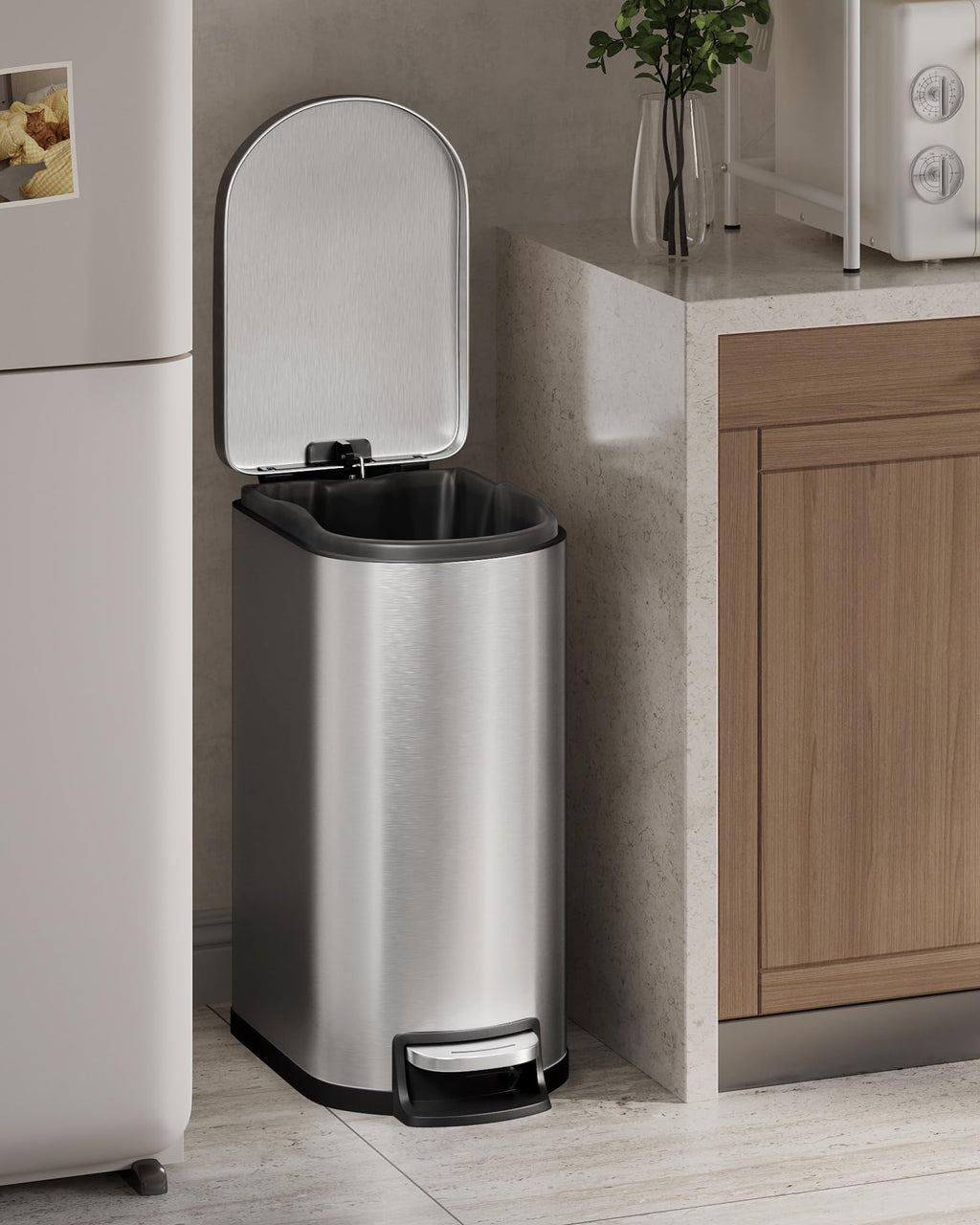 50 L Stainless Steel Kitchen Trash Can with Lid A3960