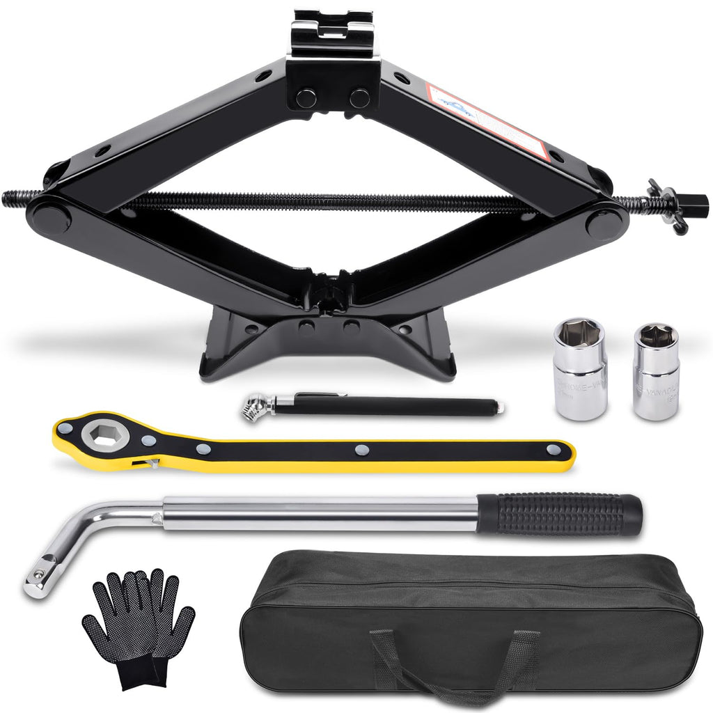 Scissor Car Jack 3 Ton Tire Changing Kit with Lug Wrench O8033