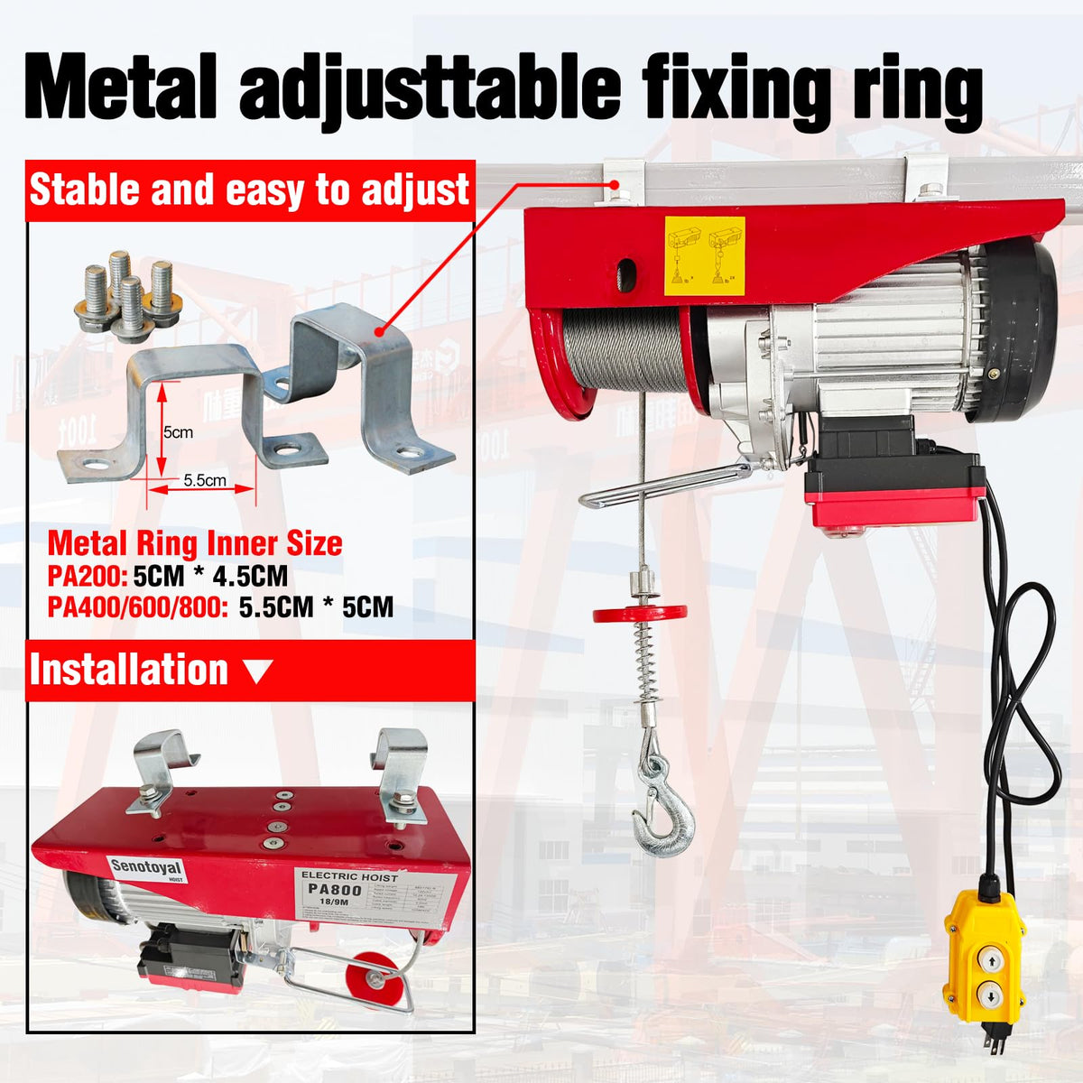 880lbs Electric Hoist Winch with Wireless Control G572368
