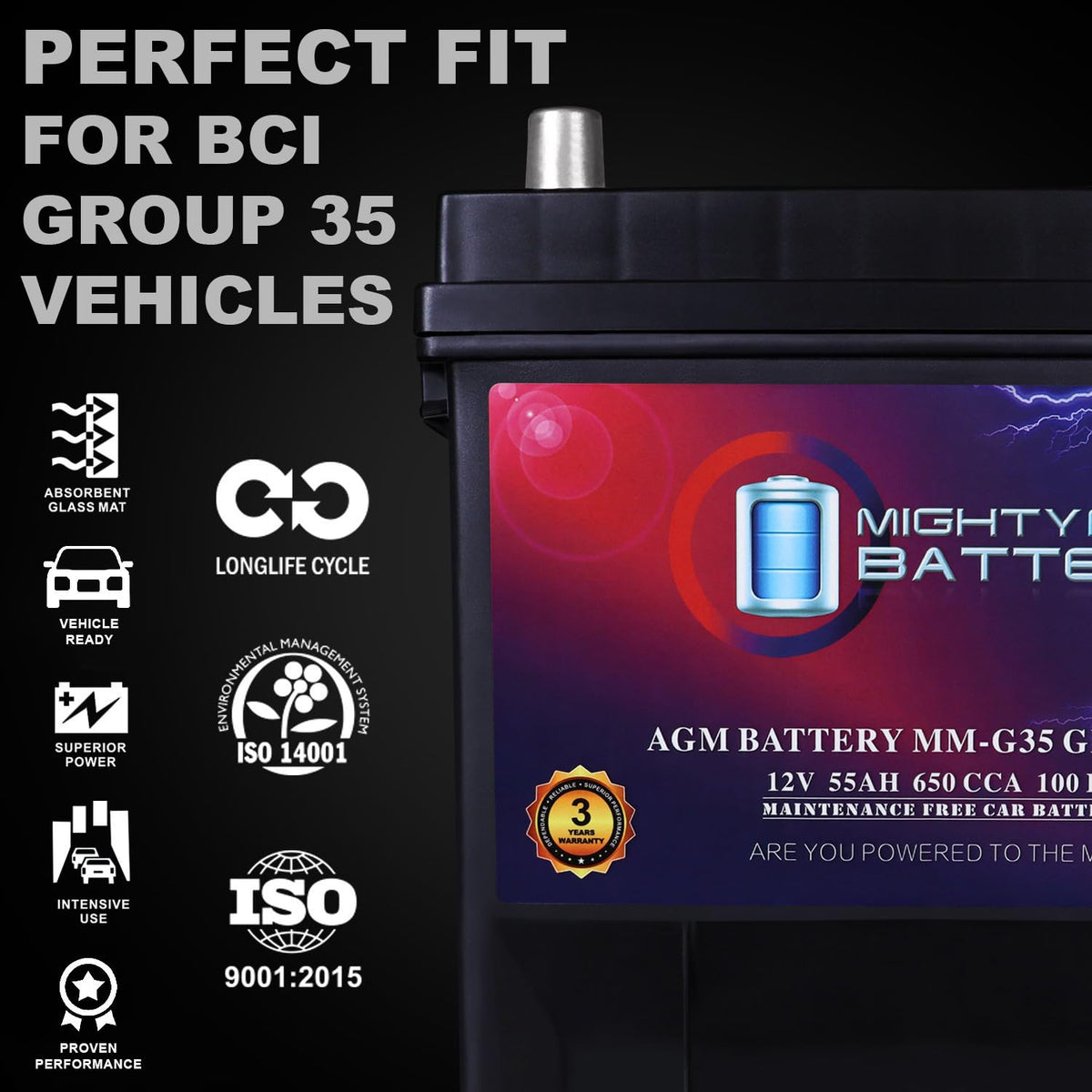 12V 55Ah AGM Replacement Battery I86351
