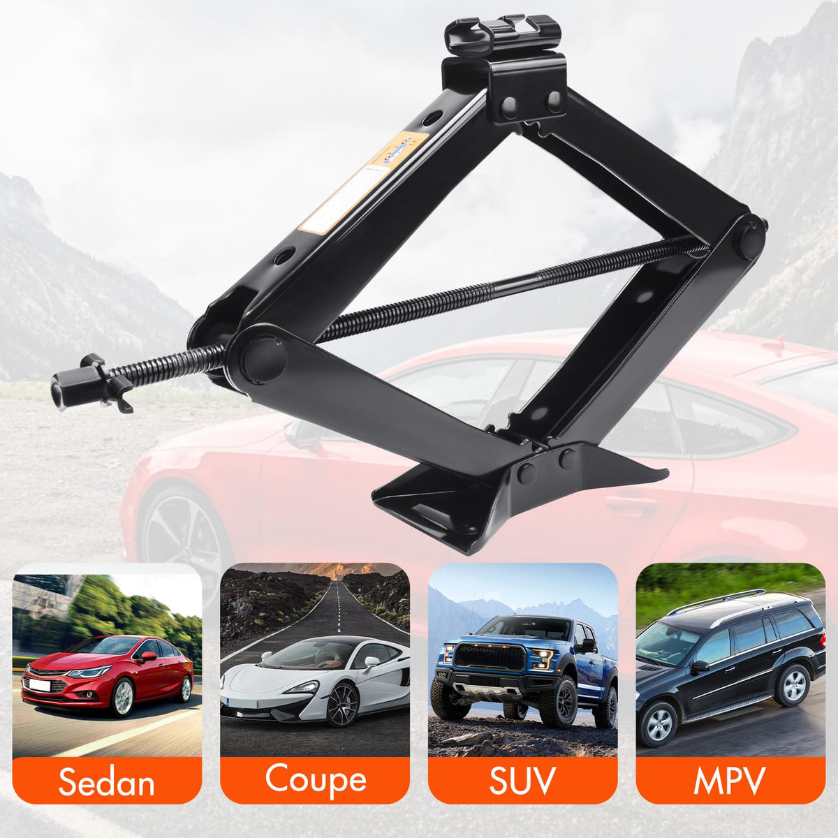 Scissor Car Jack 3 Ton Tire Changing Kit with Lug Wrench O8033