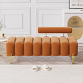 Velvet Upholstered Bench Ottoman with Adjustable Backrest O3154