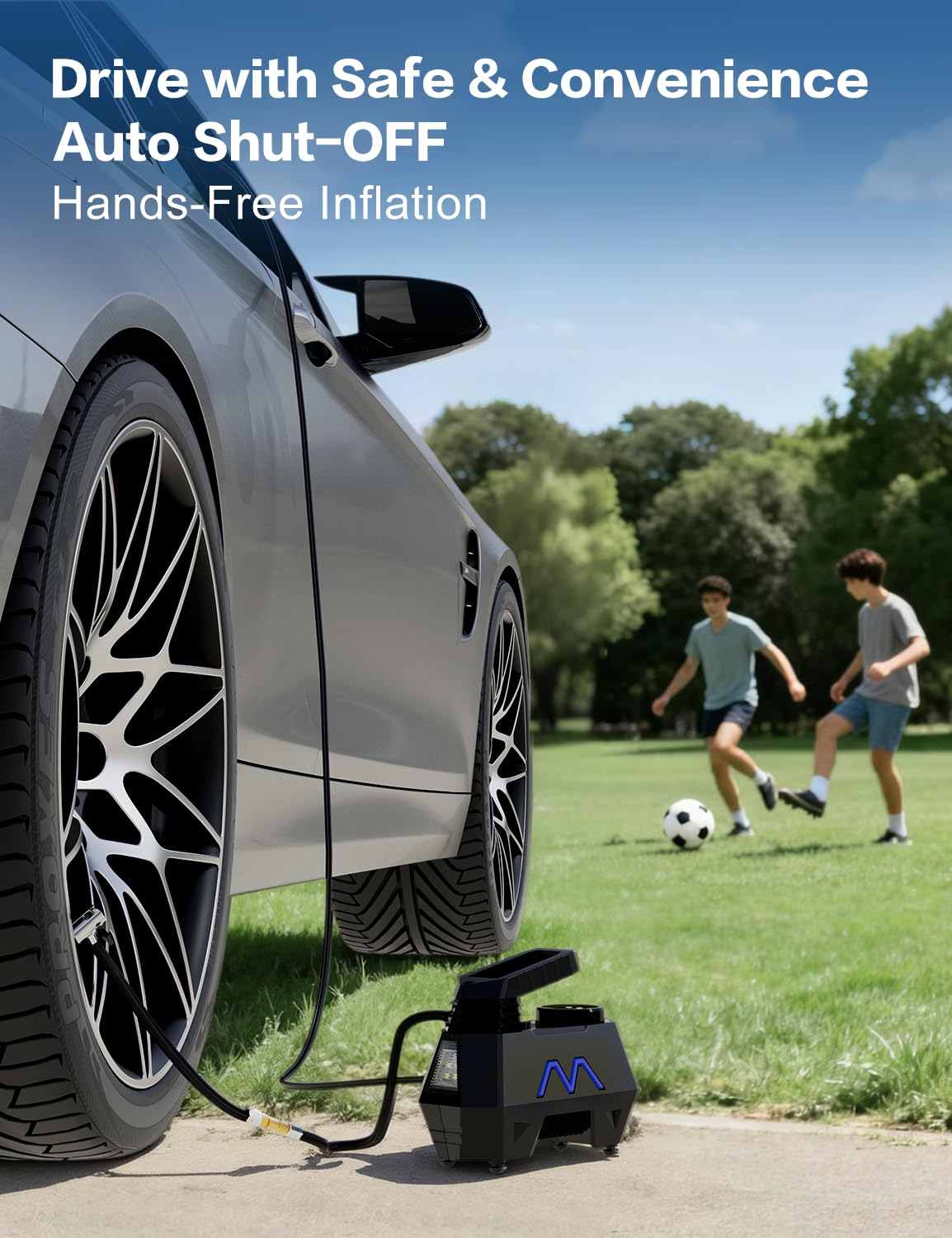 Portable Air Compressor 150PSI 12V DC with Digital Pressure Gauge and LED Light D8587