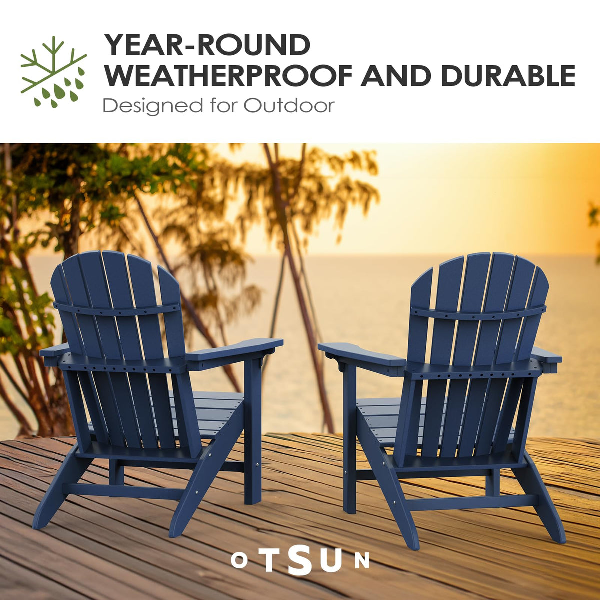 HDPE All-Weather Adirondack Chair 380 lbs Capacity Dark Blue U642