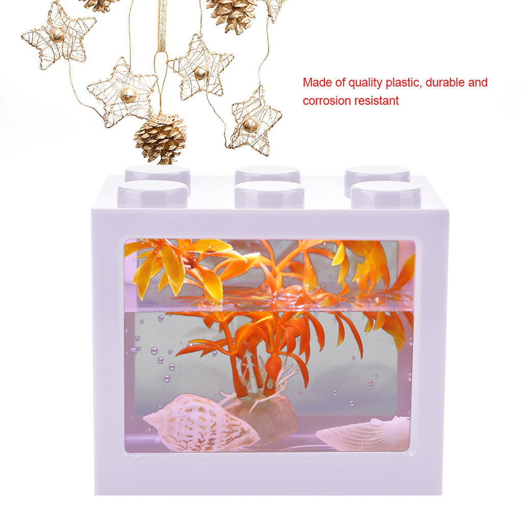 Mini Fish Tank Aquarium Bowl with USB LED Light J1383