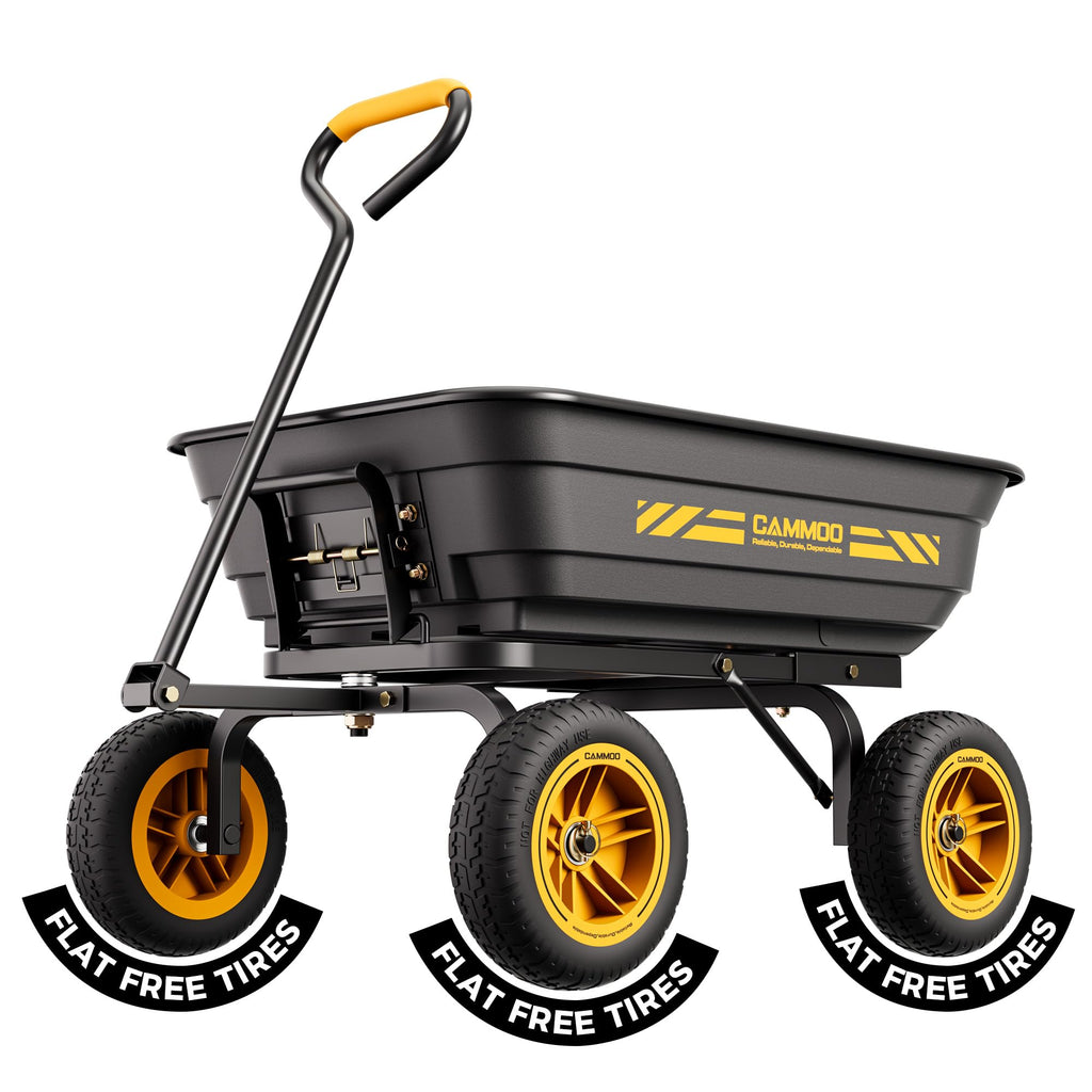 10-in No-Flat Tires 600lb Garden Dump Cart 4 Cu.Ft Wheelbarrow Black S67263