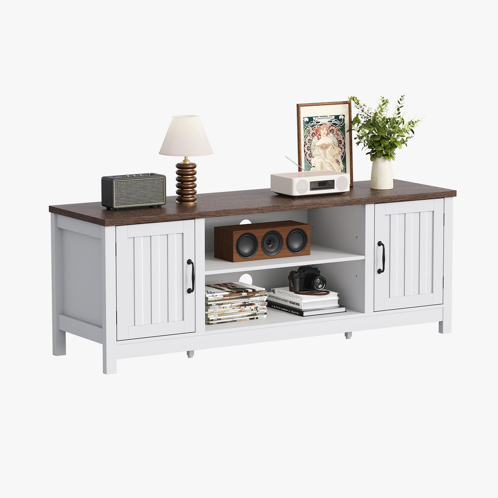 54" TV Stand with Storage Cabinet and Open Shelves F404451
