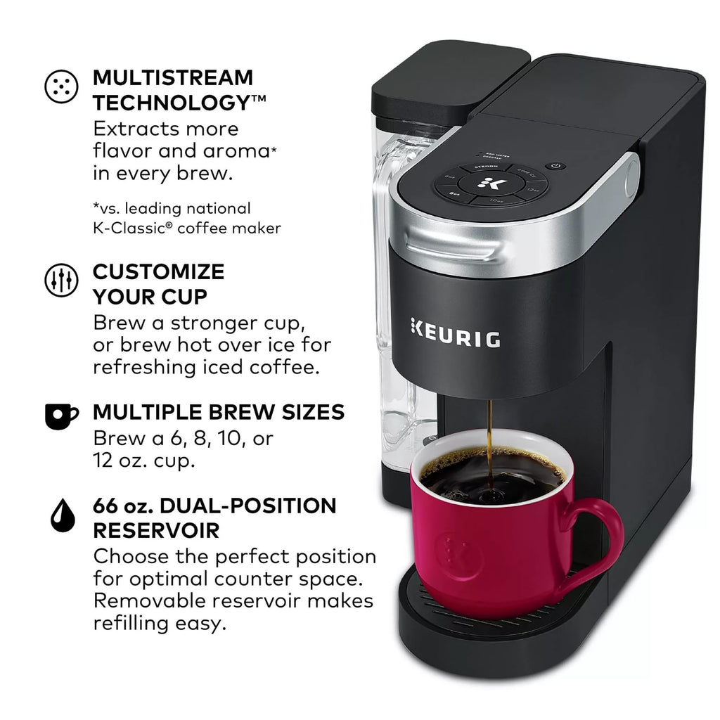 Single Serve K-Cup Pod Coffee Maker, 4 Brew Sizes, 66oz Removable Reservoir, Black Y478