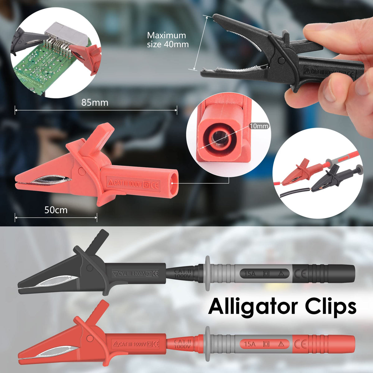 4mm Banana Plug Test Leads with Alligator Clips F134
