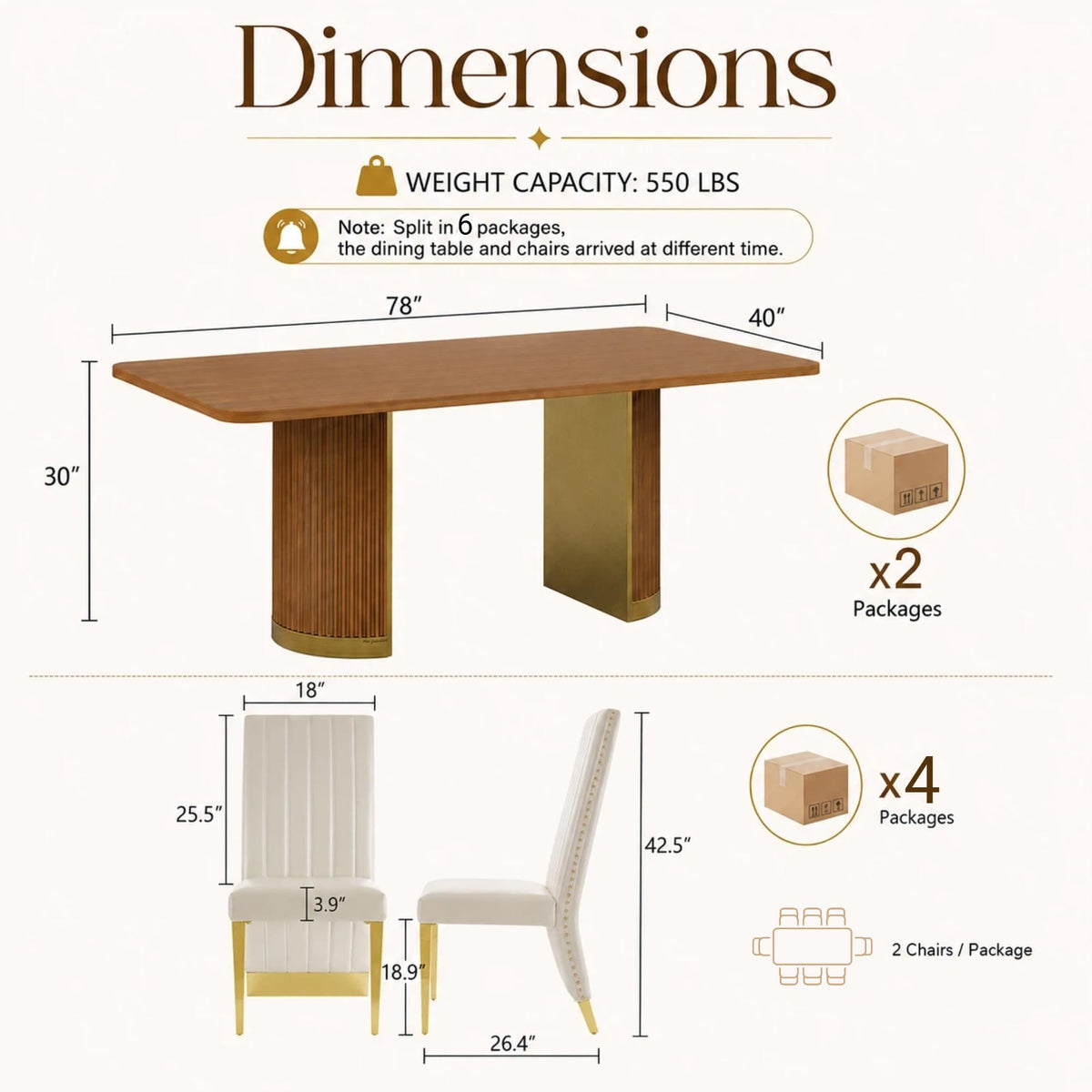 78" Walnut Dining Table Set with White Leather Chairs for 8 Y886