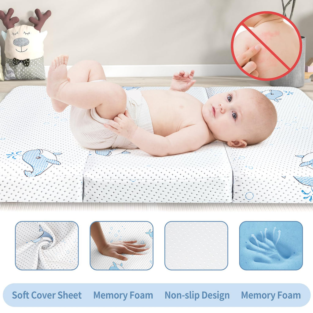 Pack and Play Mattress, 38"x26" Trifold Memory Foam W4402