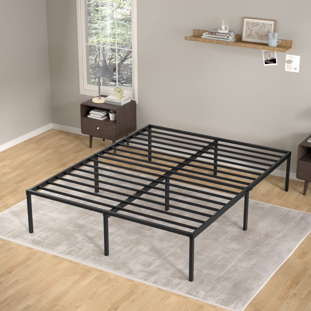 18 Inch Black Metal Full Size Platform Bed Frame with Storage Y896591