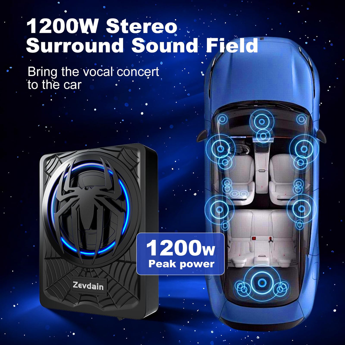 1200w Underseat Subwoofer with Amp W9444