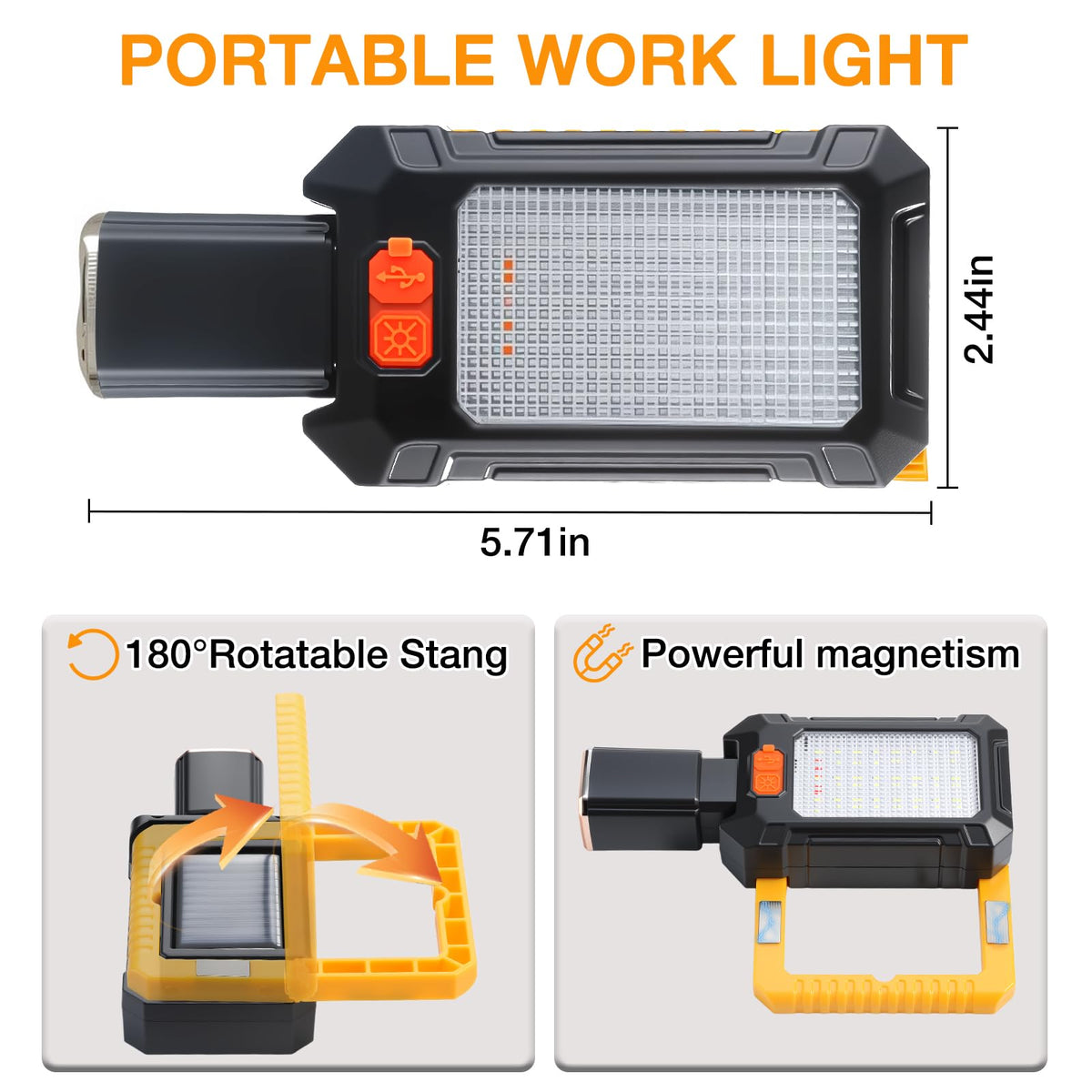 LED Rechargeable Magnetic Work Light 1000 Lumens 5 Mode 1 Pack B669762