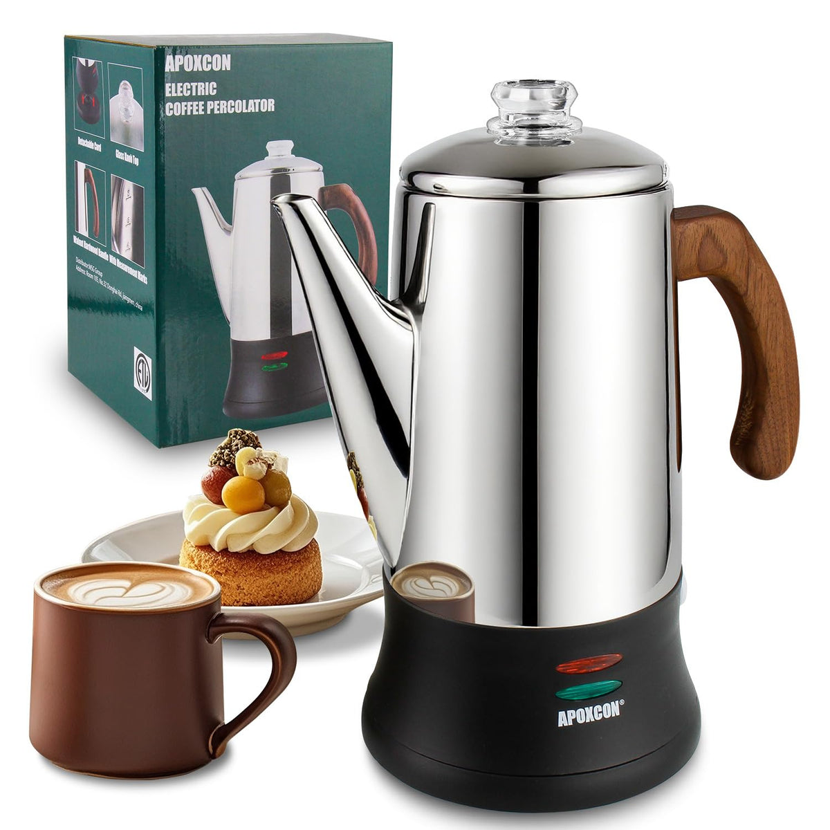 Electric Stainless Steel Coffee Percolator 8 Cup V448
