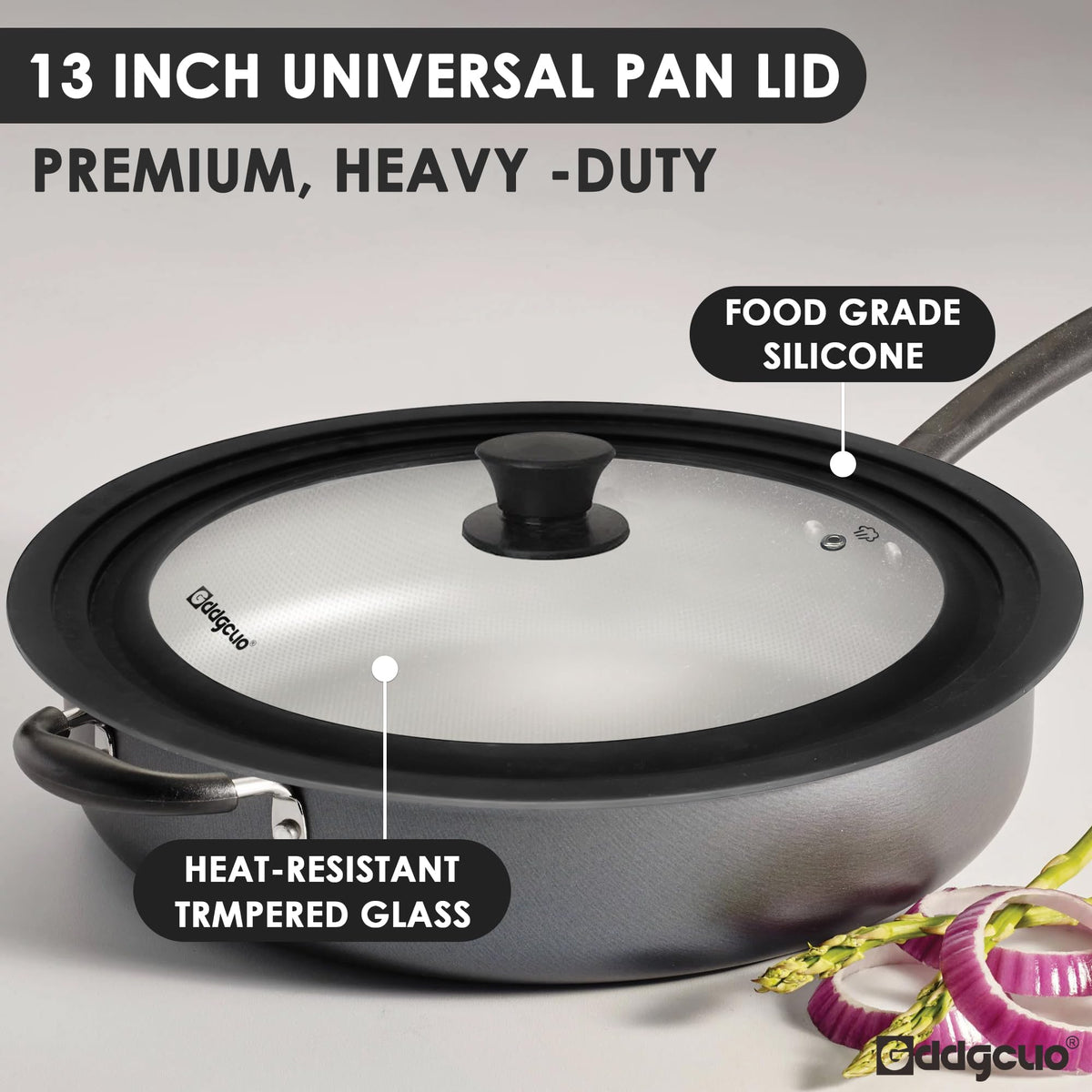 2 Pcs Universal Silicone Tempered Glass Pan Lids Dishwasher Safe Z944