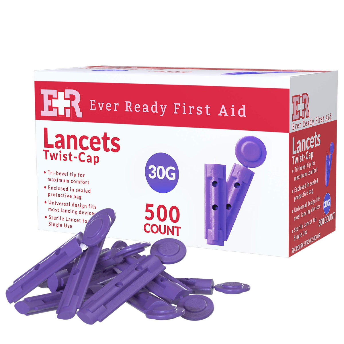 Sterile Twist-Cap Lancets 30G Purple 500 Count G137312