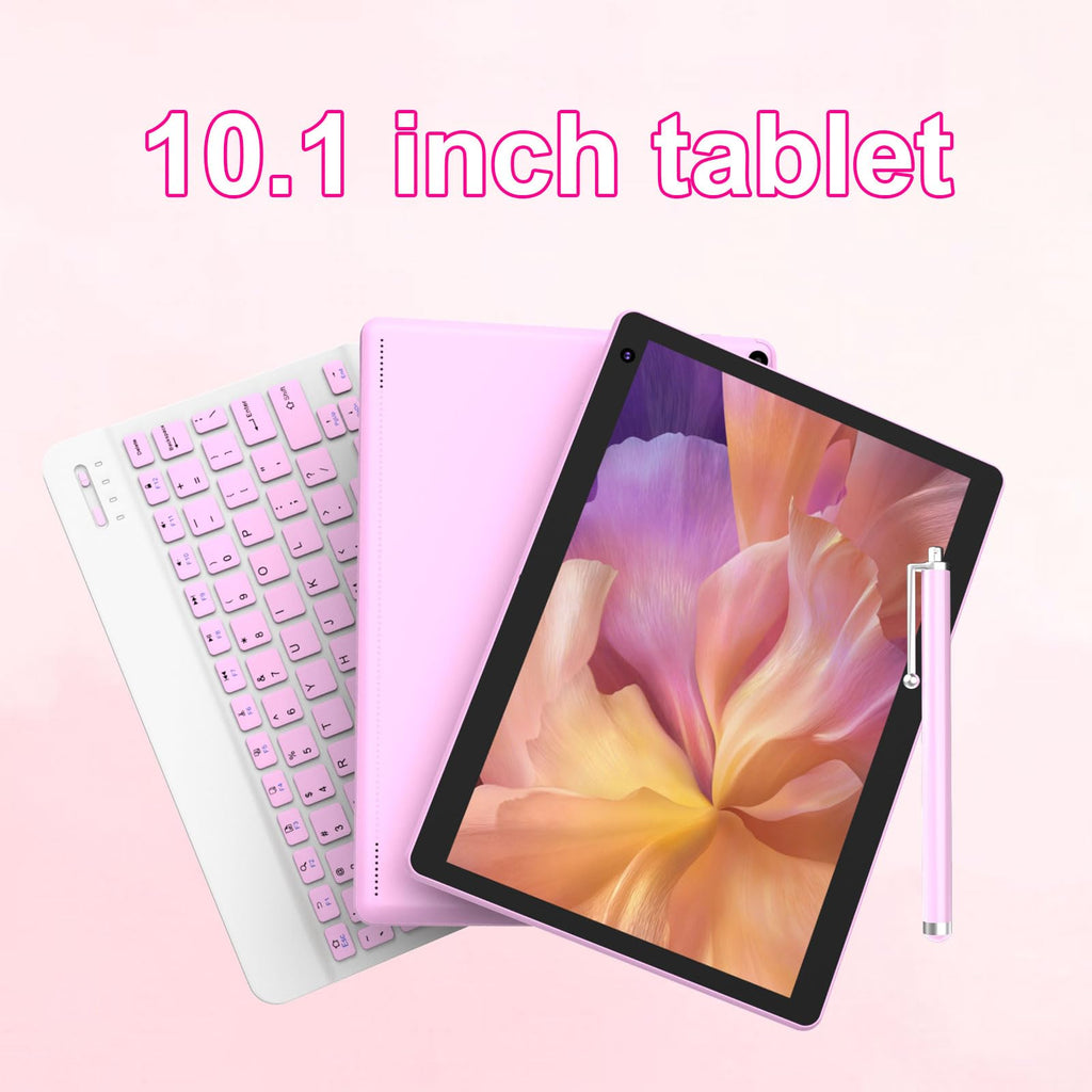 Android 15 Tablet 10 inch, 2 in 1 Tablet with Keyboard Case Mouse Stylus, 8GB RAM 32GB ROM, Quad Core, 1280x800 HD Screen, 6000mAh V5972