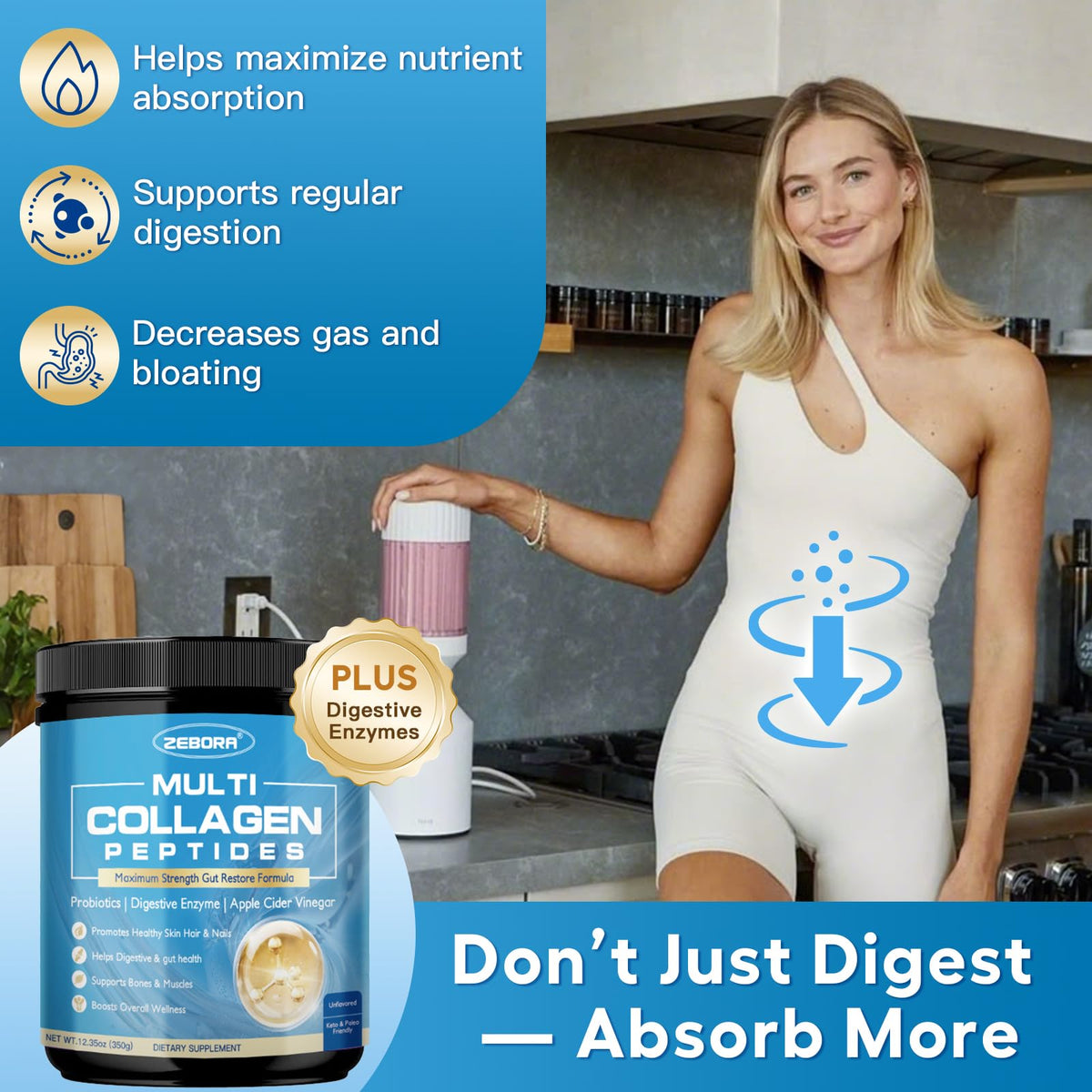 Multi Collagen Peptides Powder with Probiotic J935117