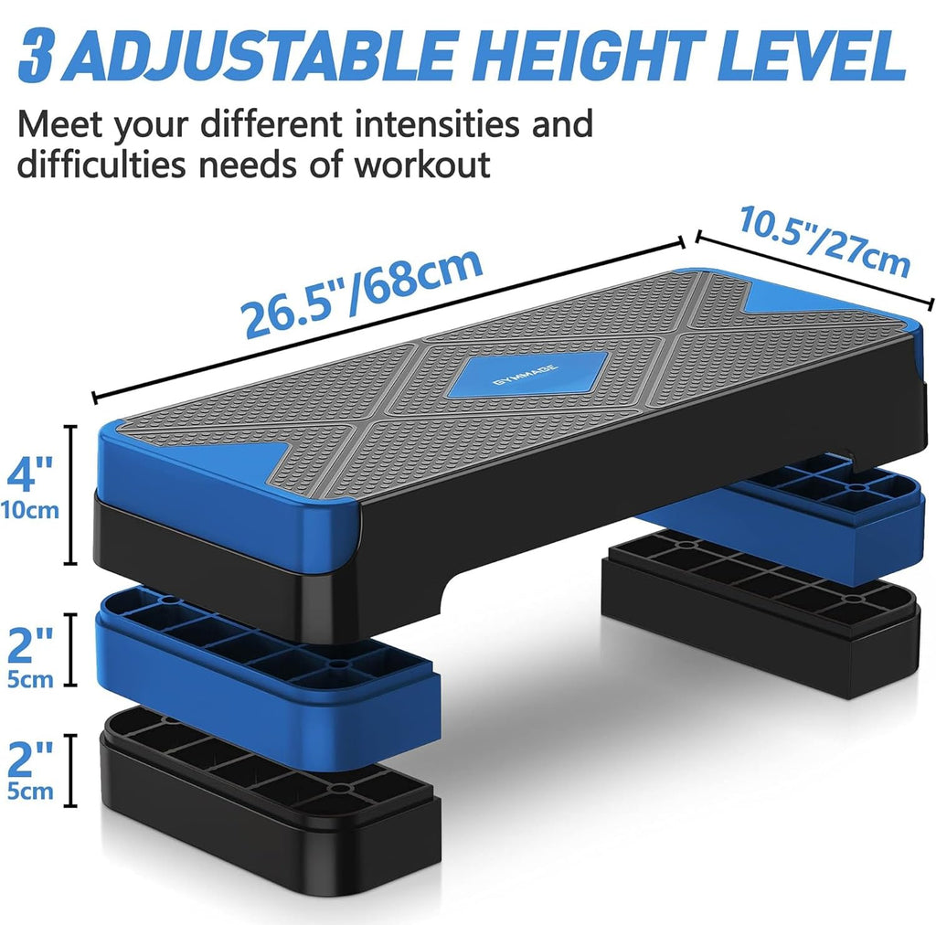 Adjustable Aerobic Exercise Step with 4” 6” 8” Risers W77381