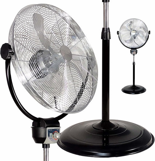 20" 3-Speed Metal Oscillating Stand Fan with Chrome Grill R658