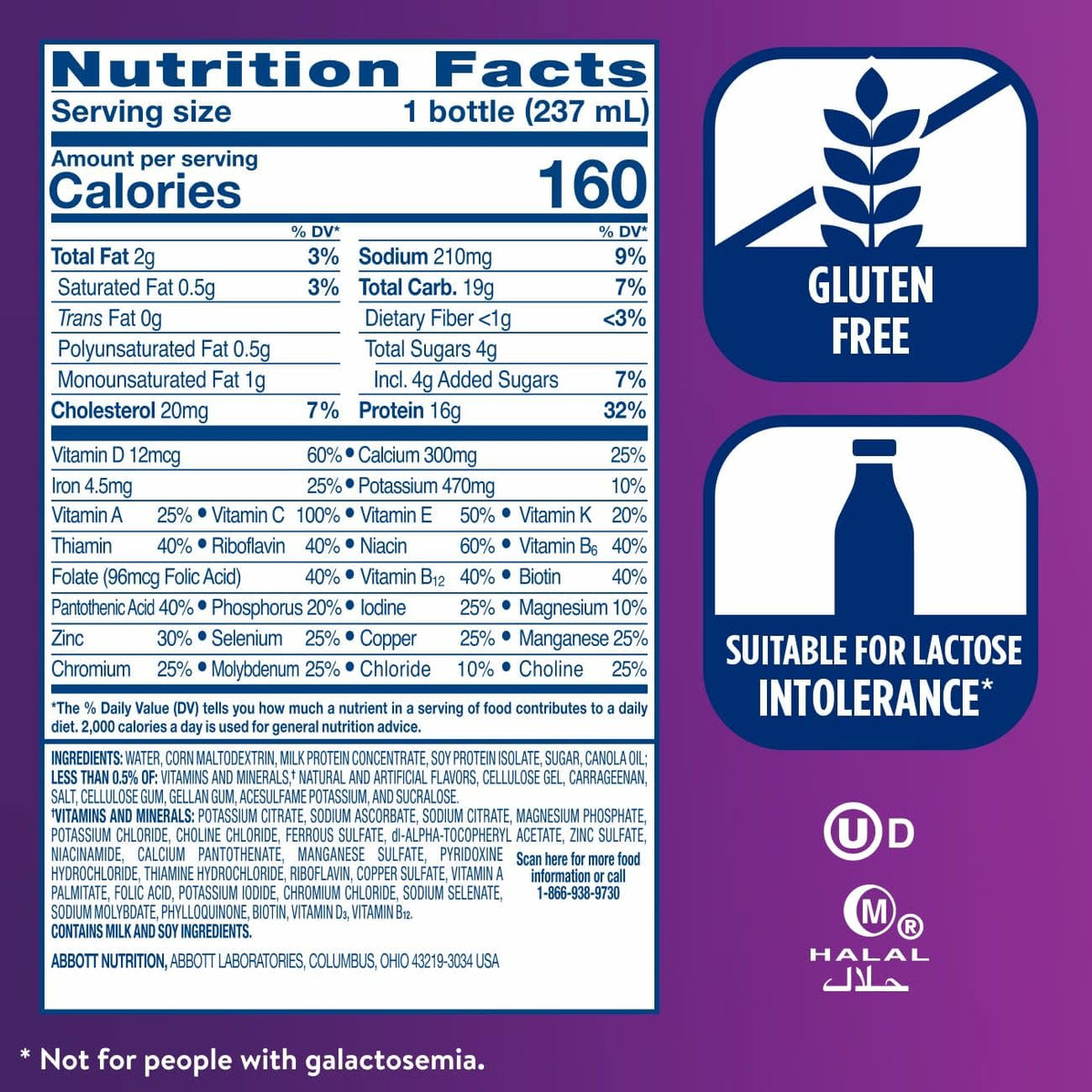 Vanilla Nutrition Shake with Fiber, 16g Protein, 8 fl oz, 24 Pack I4654